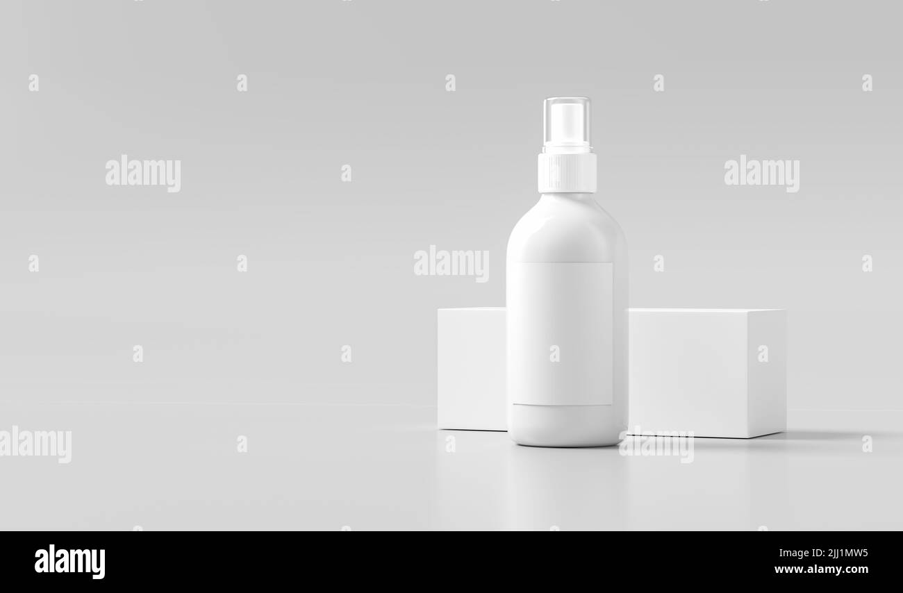 Spray bottle mock up isolated on white background. 3D illustration ...