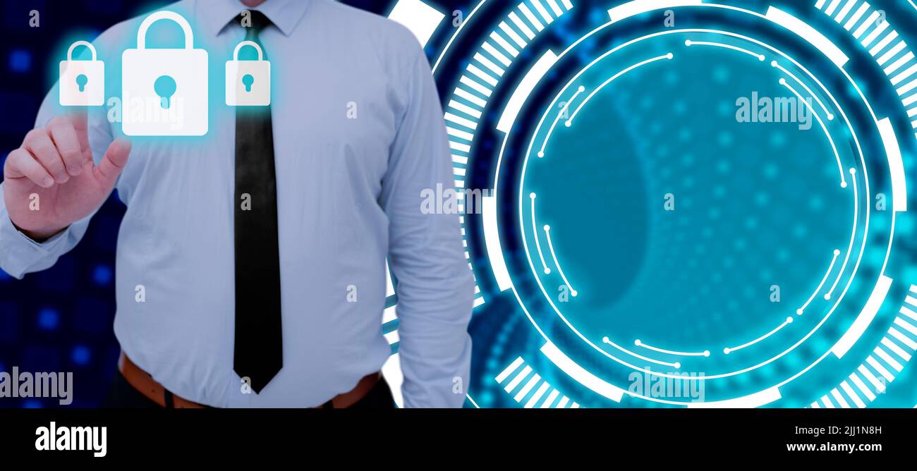 Businessman Pointing On Security Presenting Privacy In Data And ...