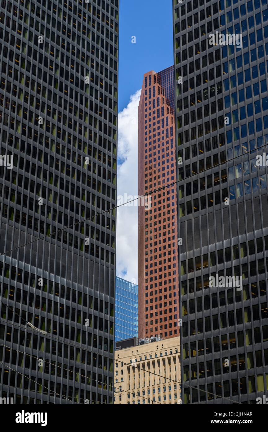 Layers of skyscrapers in the Financial District of Toronto, Ontario, Canada. Stock Photo