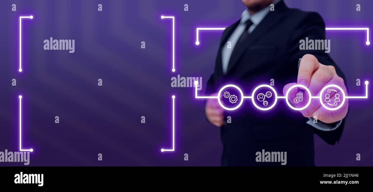 Businessman With A Pen Pointing On Glowing Digital Symbols In Row With ...