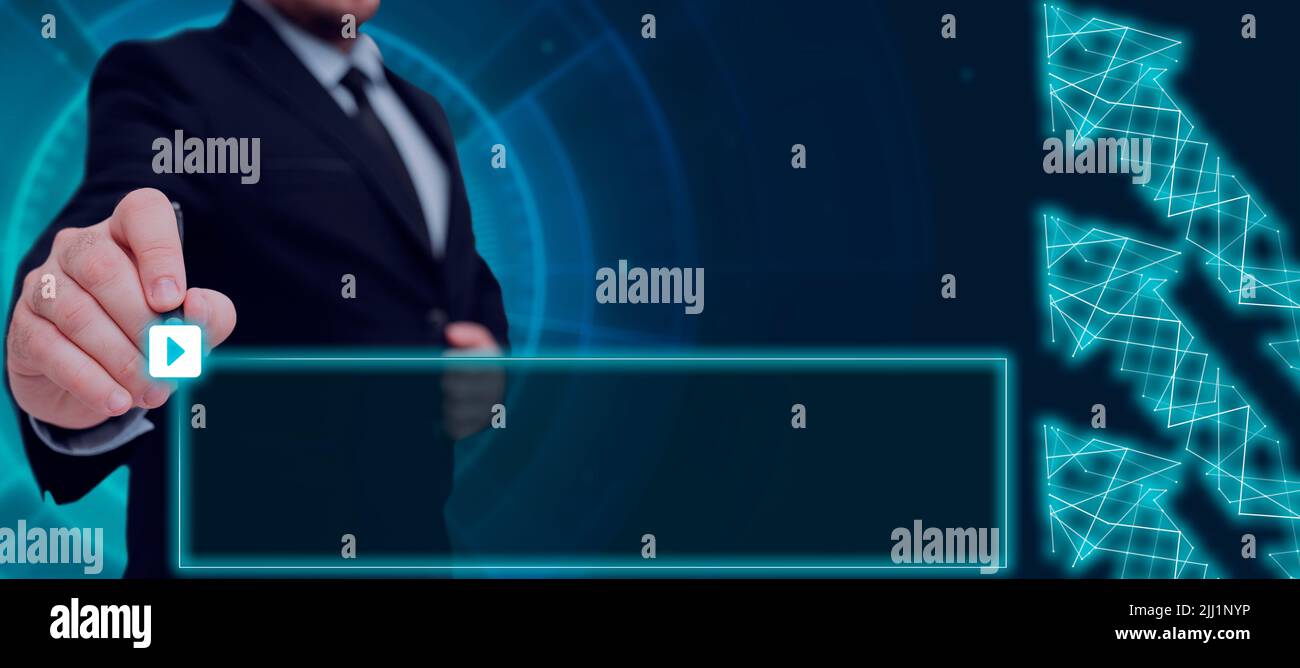 Businessman Holding A Pen And Pointing On A Play Button With A Frame ...