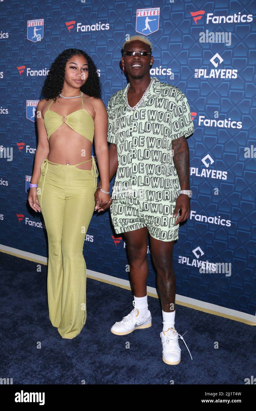 LOS ANGELES - JUL 18: Olivia Brown, Jazz Chisholm at the MLBPA x Fanatics "Players Party" at City Market Social House on July 18, 2022 in Los Angeles, CA (Photo by Katrina
