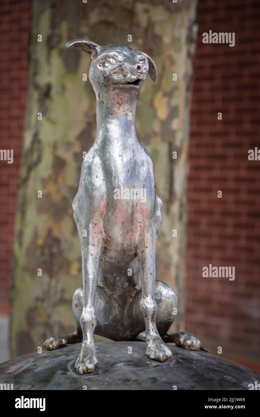 The Shakespeare dog statue from Macbeth near the Shakespeare North Playhouse in Prescot. Stock Photo