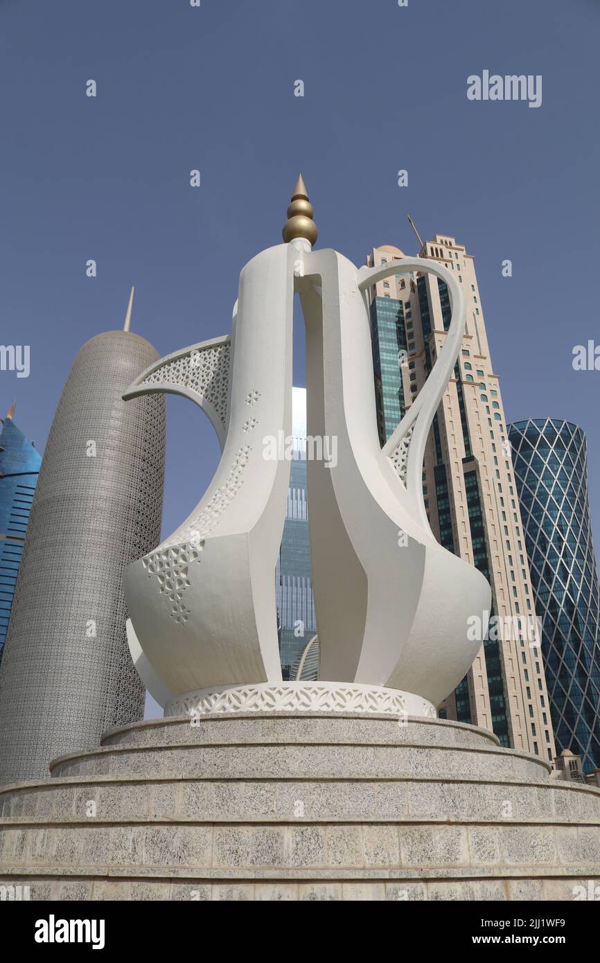 A view of Dallah Coffee Pot Monument at Corniche in Doha, Qatar 10th