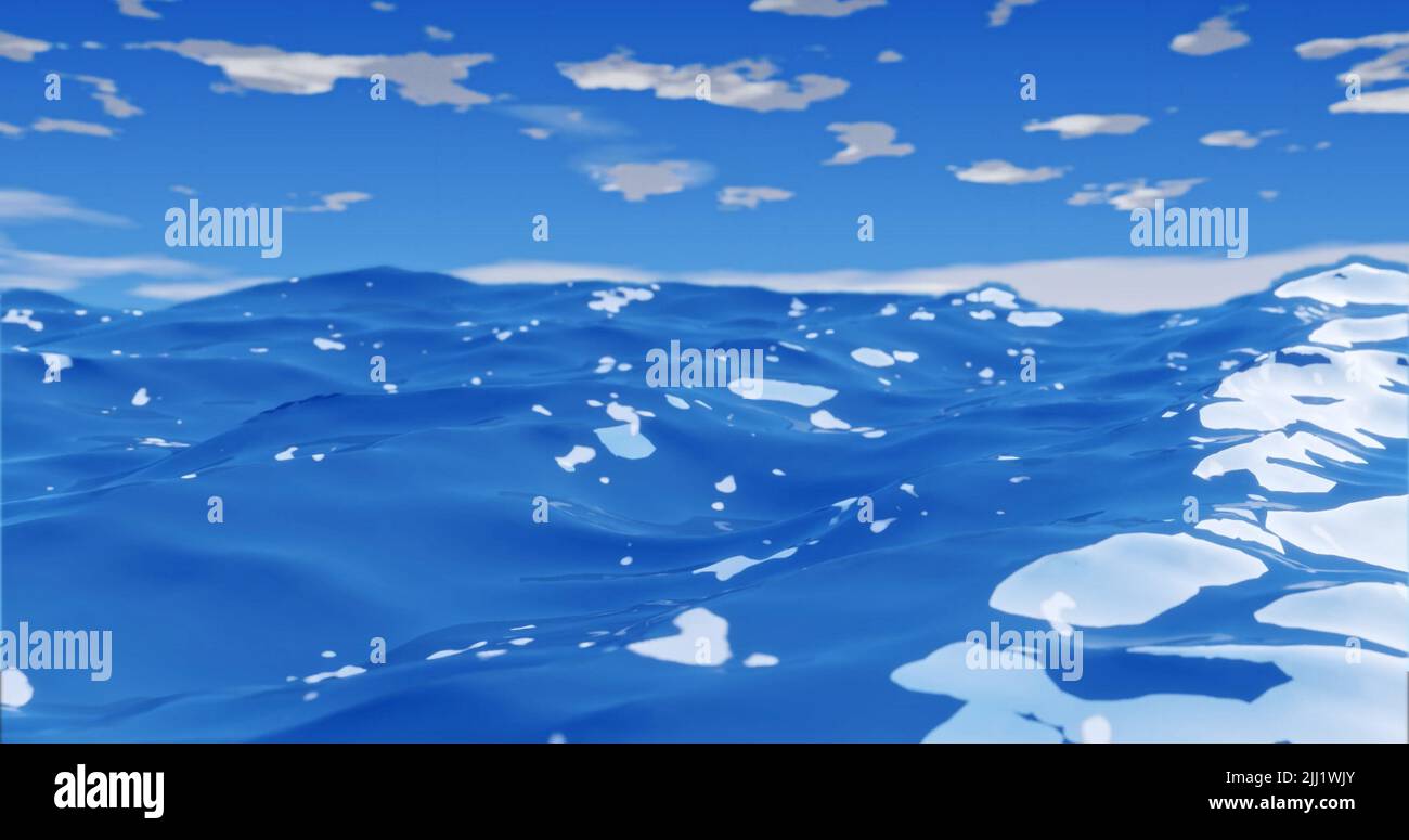 ocean waves with clear sky and sun rays on blue water Stock Photo - Alamy