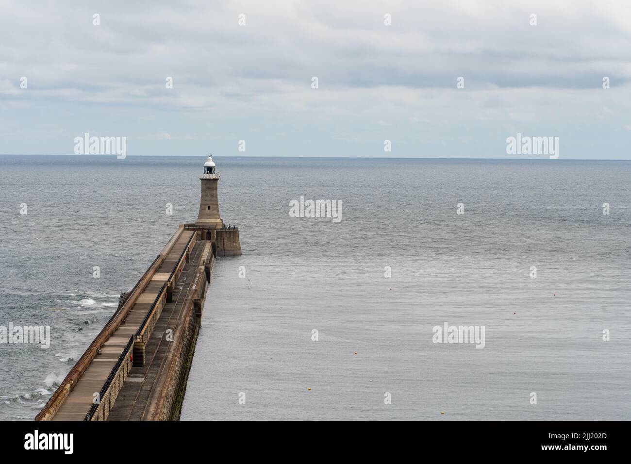 A view of Tynemouth pier, with lighthouse at the mouth of the River