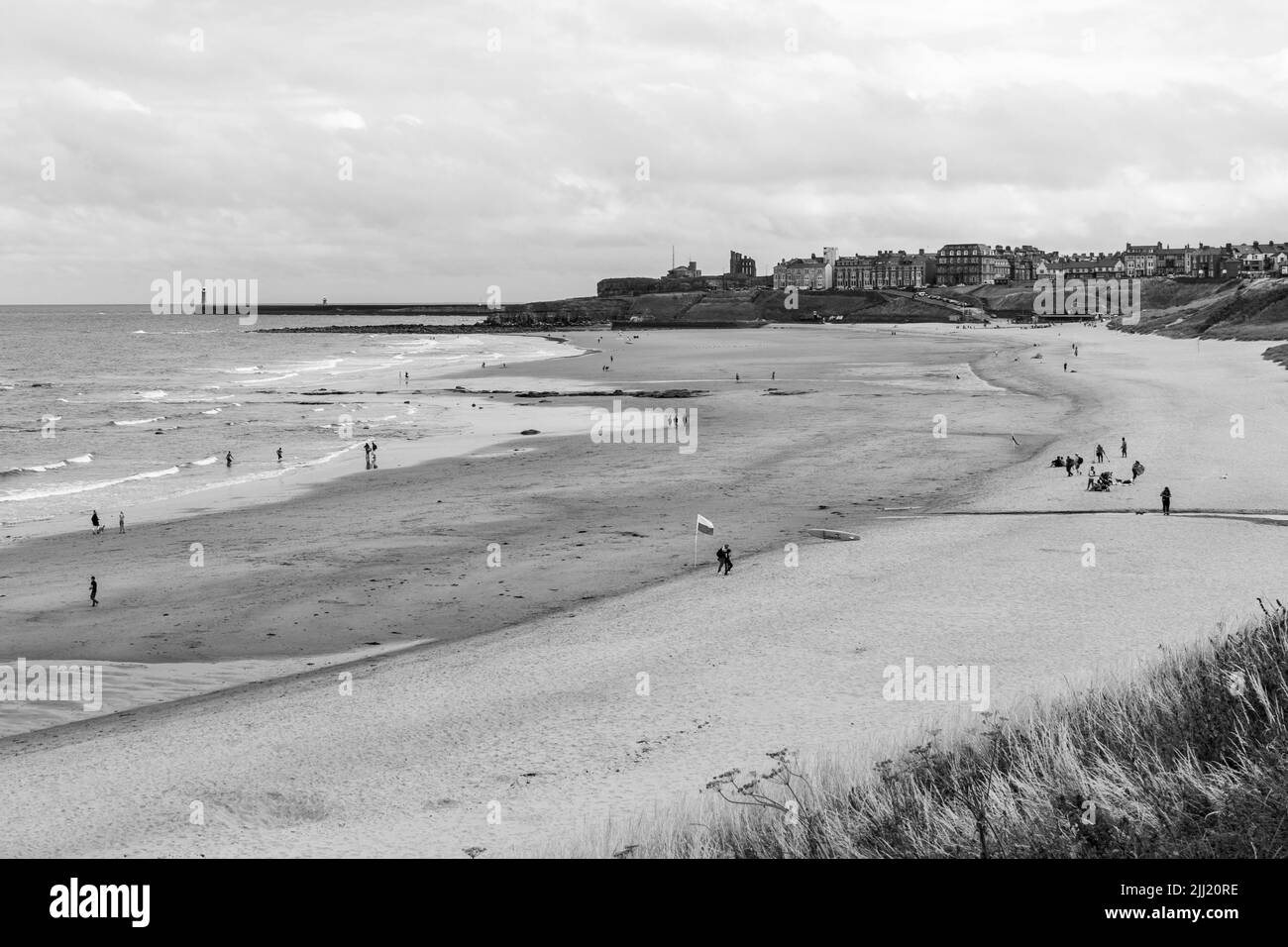 A view of the Long Sands beach at Tynemouth, North Tyneside, UK, on the North East of England coastline. Stock Photo