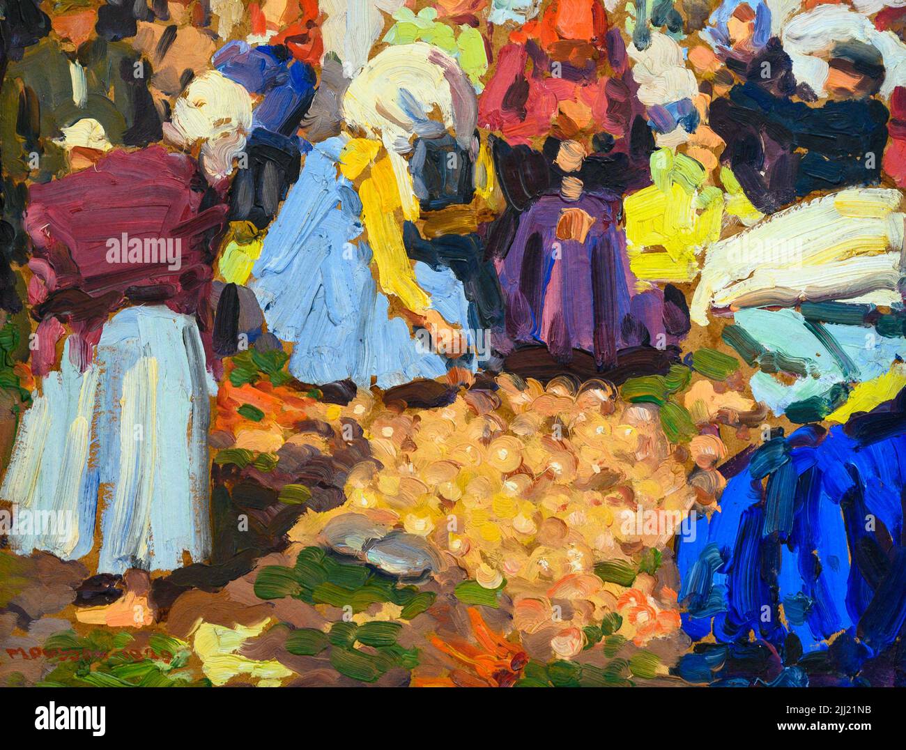 'Onion market' (1929) by Jozef Teodor Mousson (1887-1946). Oil on cardboard. The Zemplín Museum in Michalovce. Stock Photo