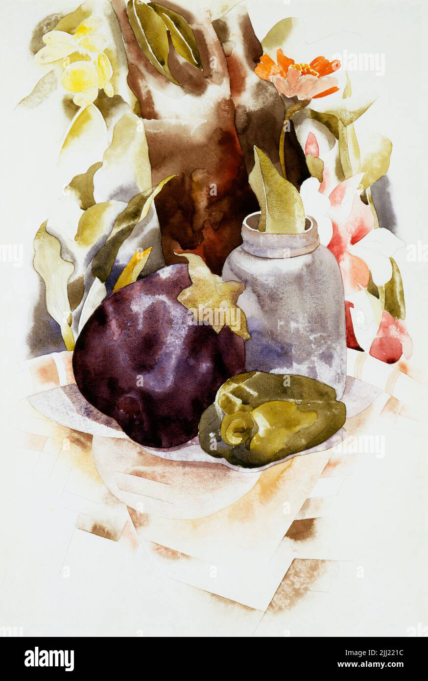 Charles Demuth&#39;s Eggplant and Green Pepper (1925) famous painting. Original from the Saint Louis Art Museum. Digitally enhanced by rawpixel. Stock Photo