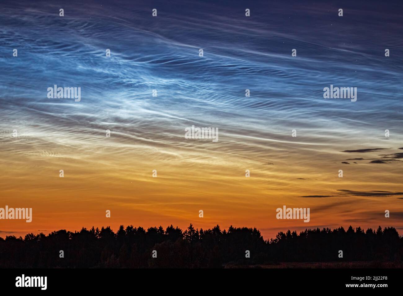 Night shining - Noctilucent clouds at night Stock Photo