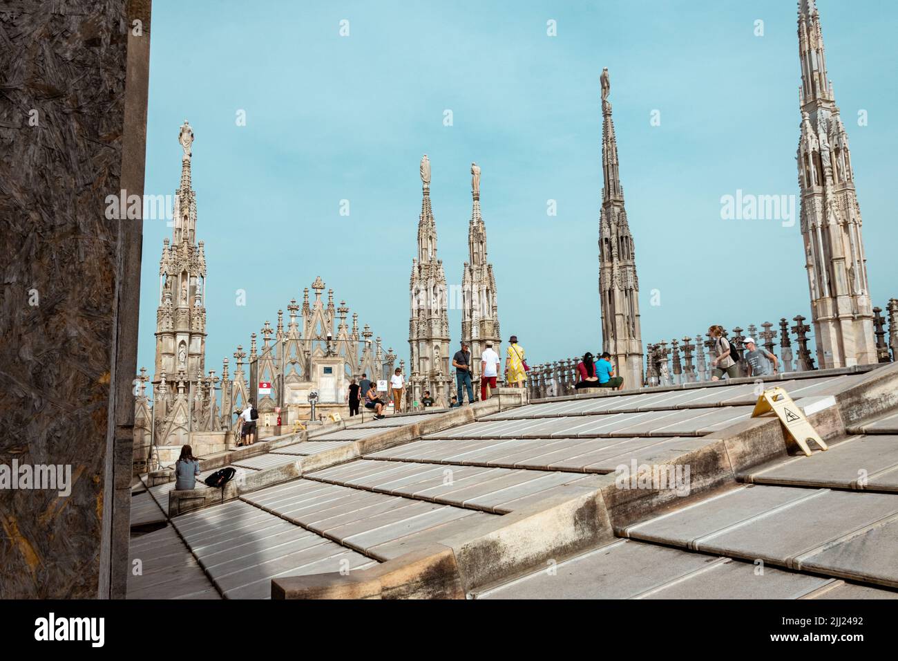 Rooftop of the Milan Duomo cathedral (Duomo di Milano), Lombardy, Italy Stock Photo