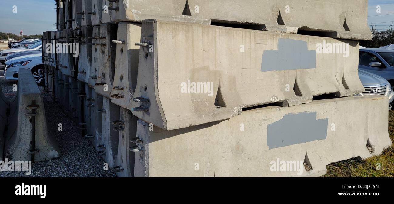 Concrete Jersey Barrier for Traffic control Superbowl Tampa Florida Stock Photo