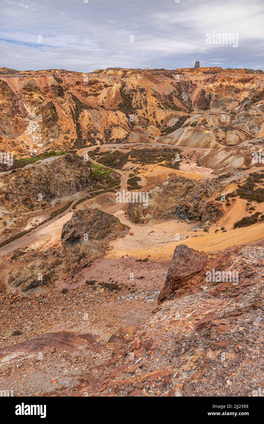 Parys Mountain open cast copper mine, Anglesey, North Wales Stock Photo