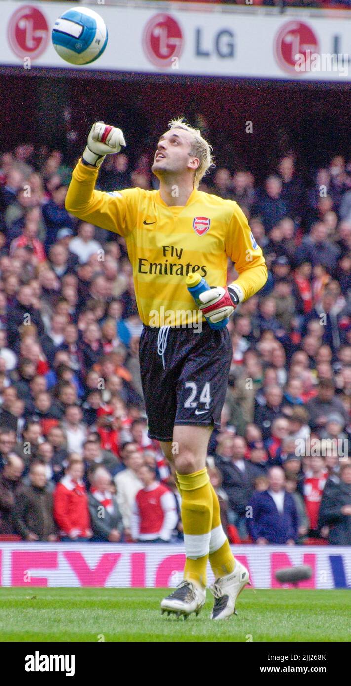 Arsenal's Goalkeeper  Manuel Almunia Stock Photo
