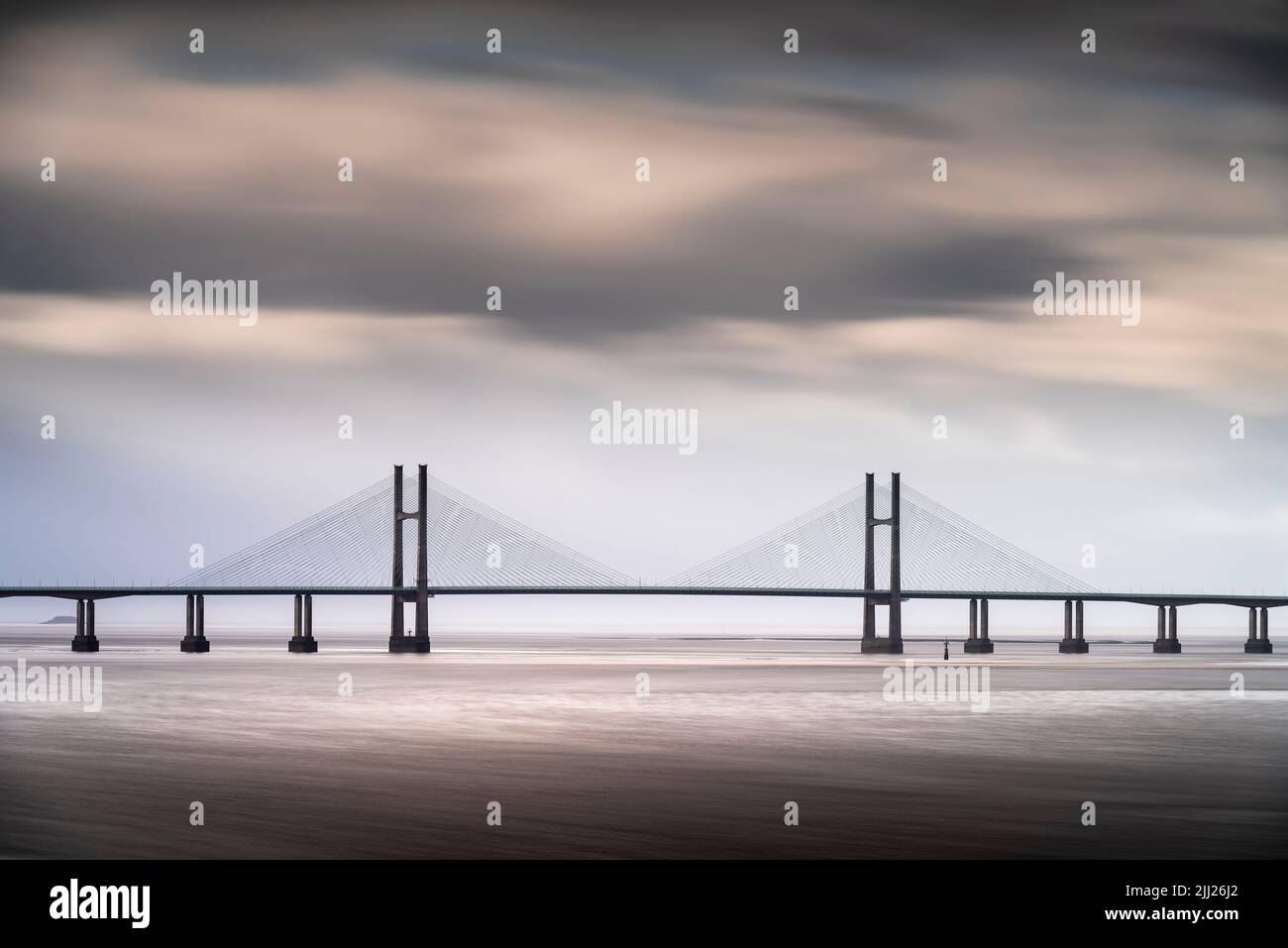 The Prince of Wales Bridge carrying the M4 motorway over the River Severn between England and Wales, Gloucestershire. Stock Photo