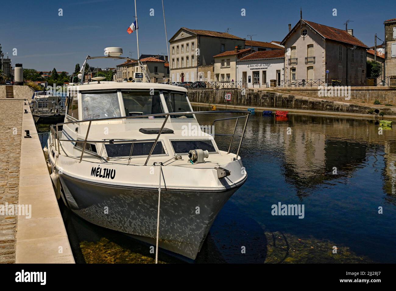 The quais of the Sèvre Niortaise at Port Boinot in Niort. France Stock