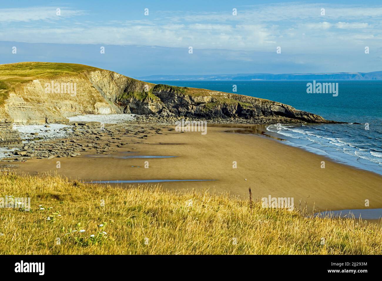 Duntaven Bay Photographed from Above on the cliffs Stock Photo