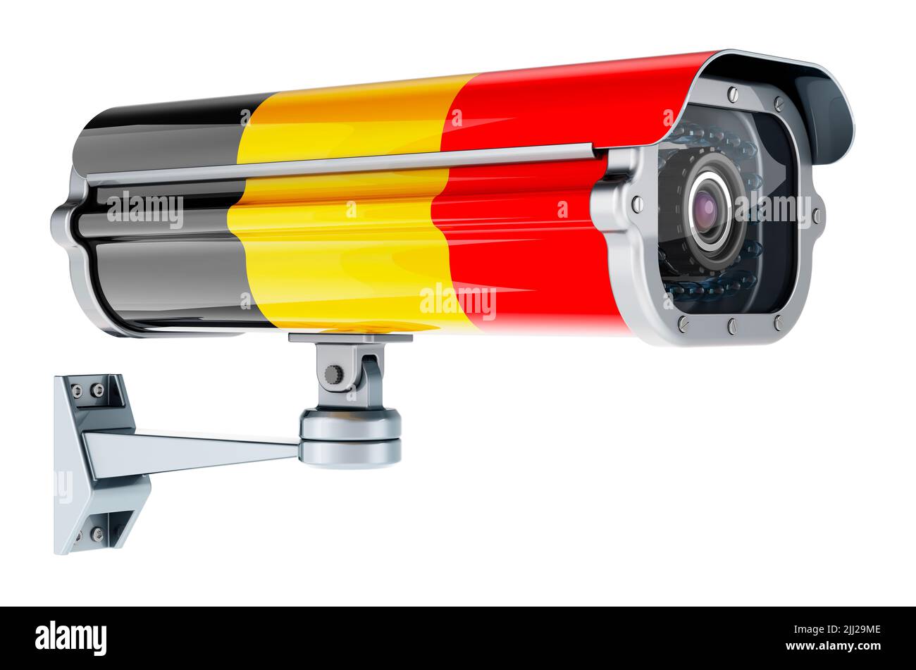 Surveillance camera with Belgian flag. 3D rendering isolated on white ...