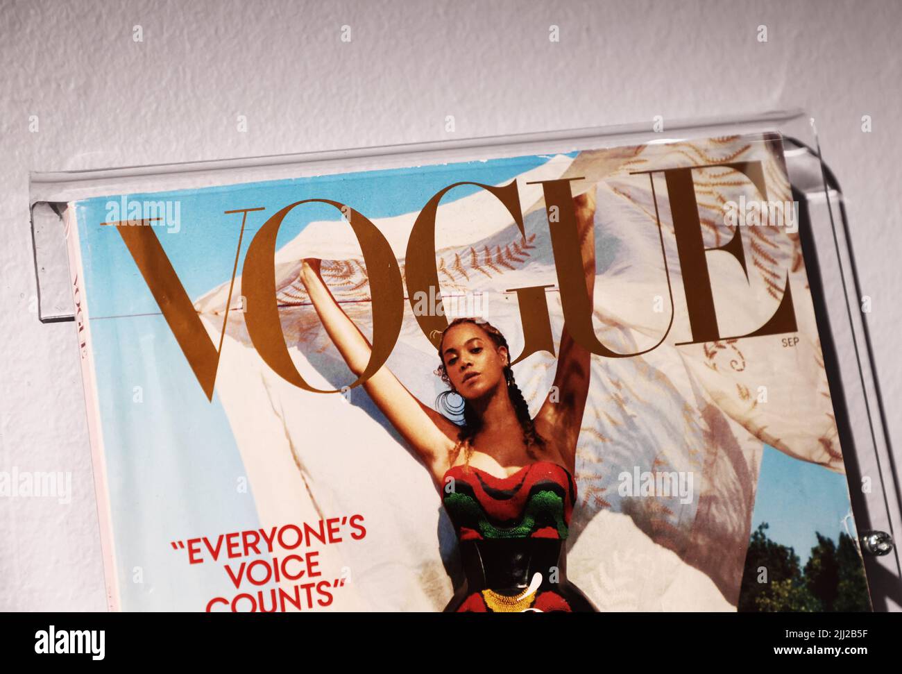 Vogue magazine. Vogue is an American monthly fashion and lifestyle