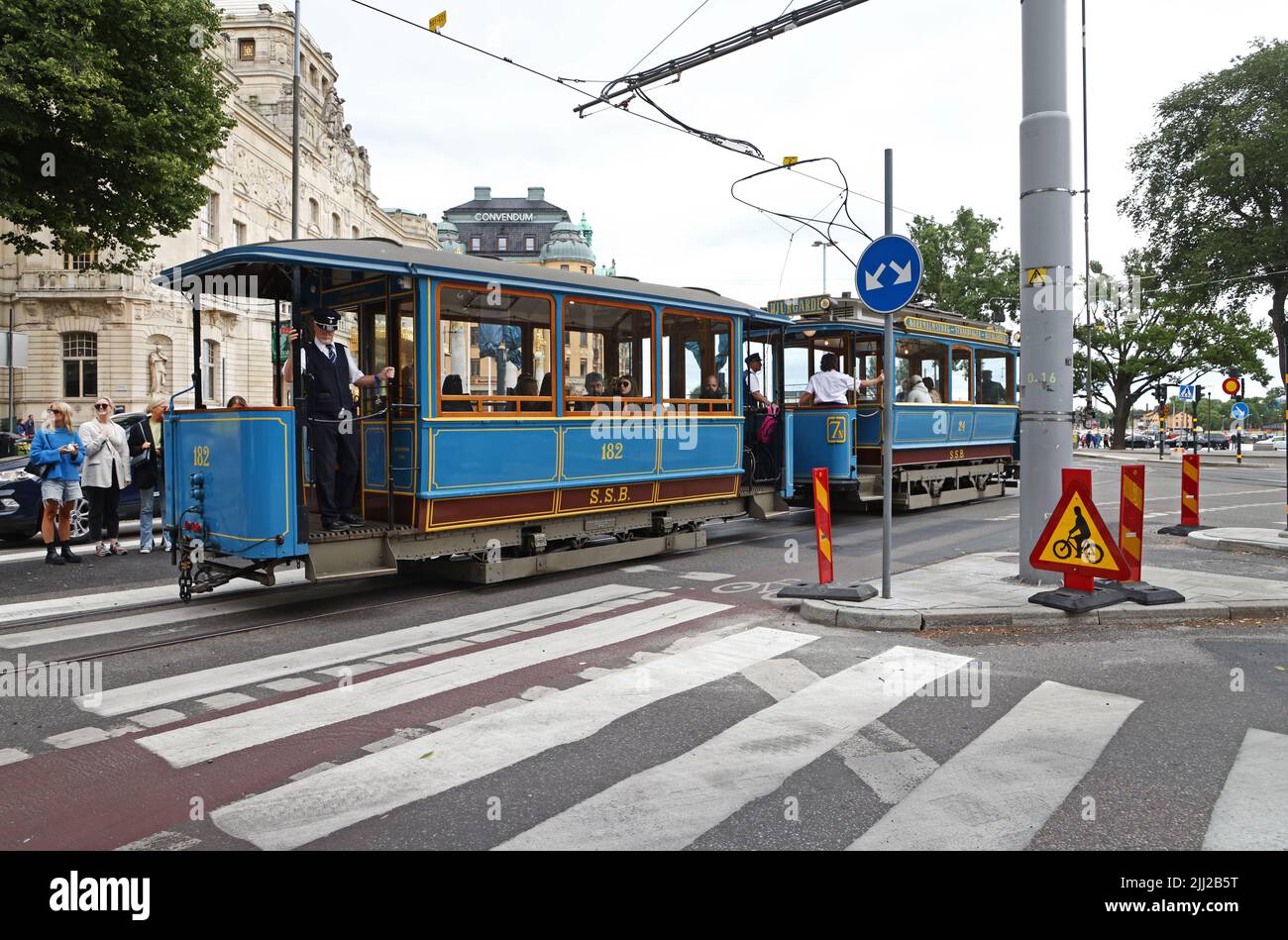 Old tram, in the city of Stockholm, Sweden Stock Photo