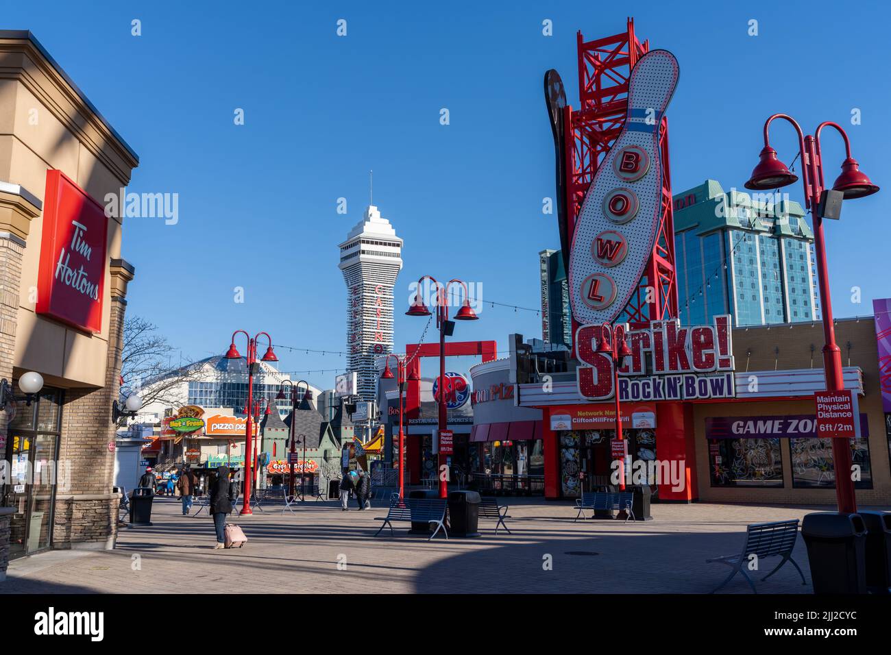 Niagara Falls, Ontario, Canada - December 13 2021 : Downtown Niagara Falls City Clifton Hill amusement area. Stock Photo