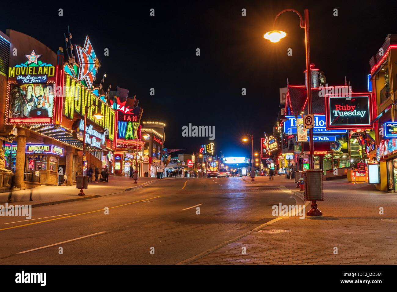 Niagara Falls, Ontario, Canada - December 13 2021 : Downtown Niagara Falls City Clifton Hill amusement area at night. Stock Photo
