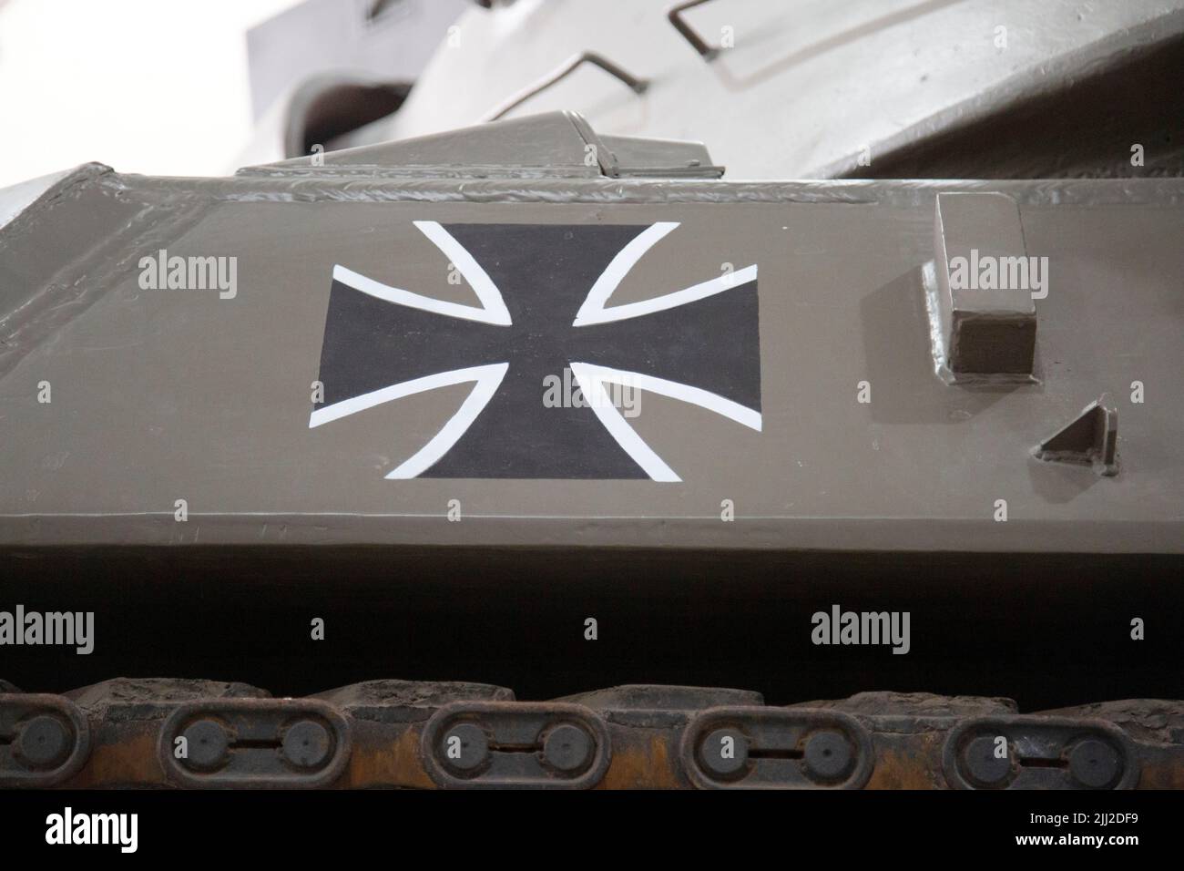 German Balkenkreuz Military Vehicle Markings on a Leopard Tank, Bovington Tank Museum, Dorset, UK Stock Photo