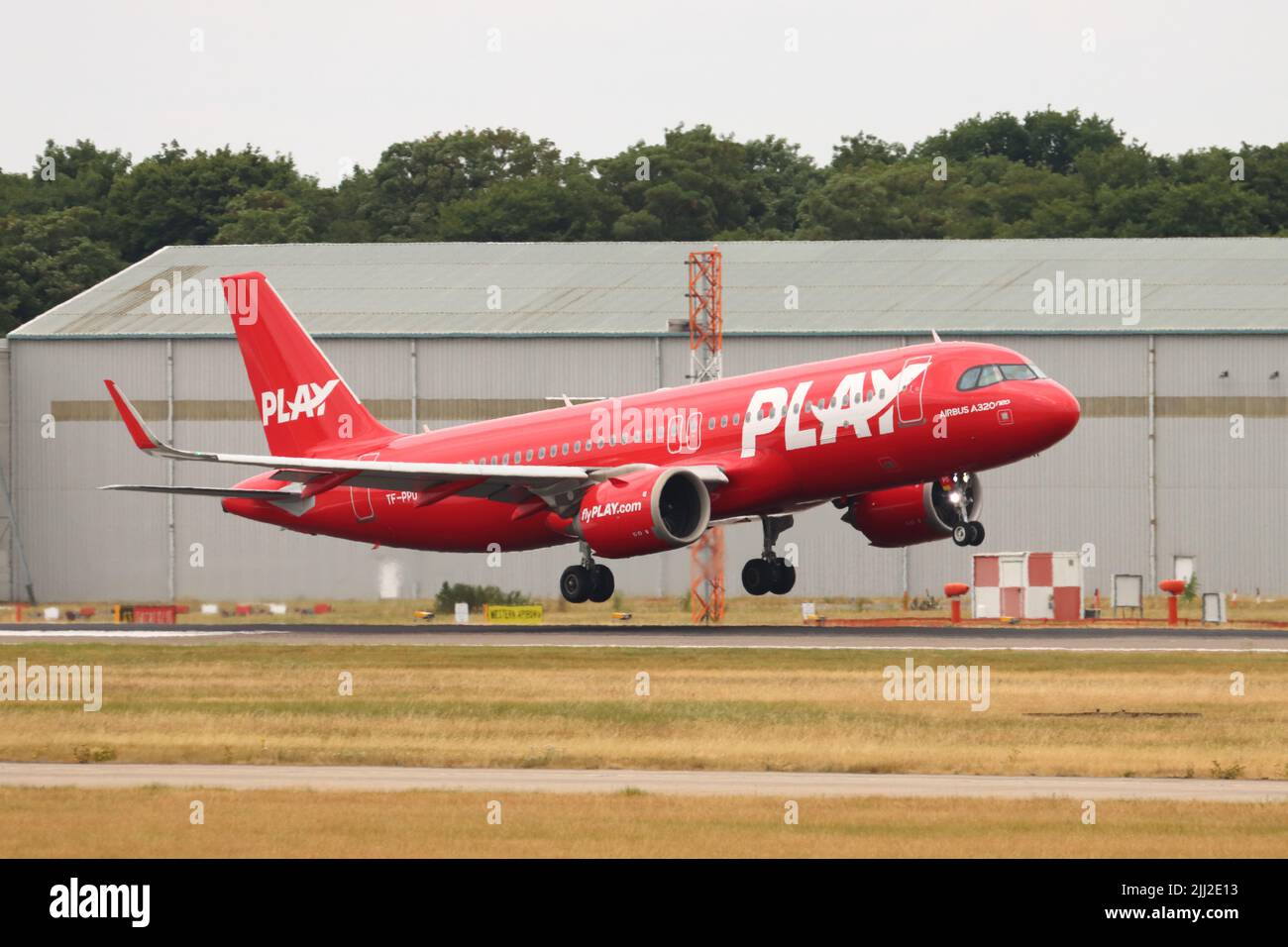 Play Airlines, Airbus A320 TF-PPD, arrives at Stansted Airport, Essex, UK Stock Photo