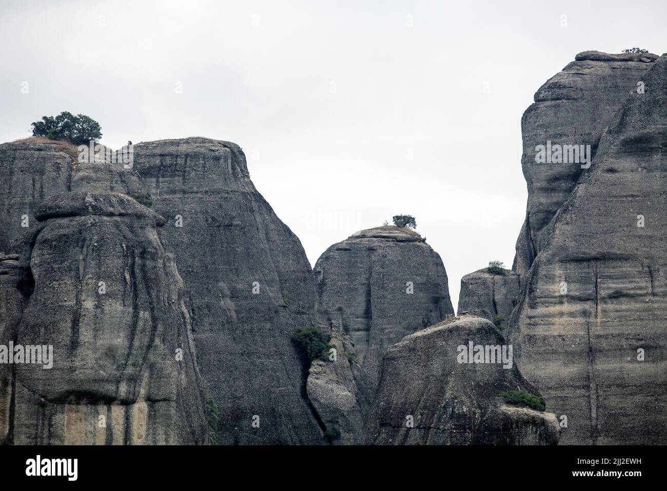 The huge rock pillars formation of Meteora, weathering by water, wind ...
