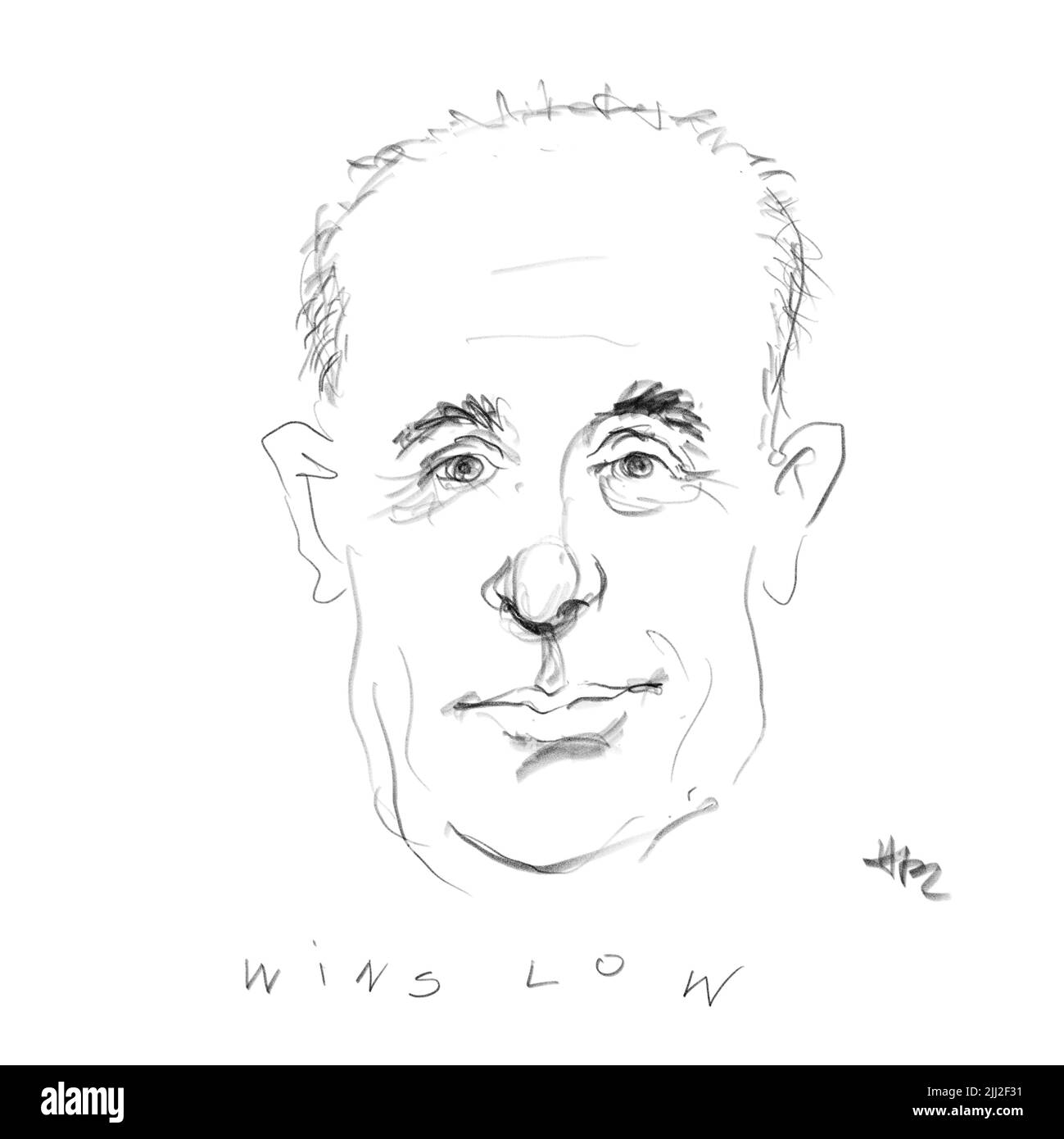 Pencilportrait of Don Winslow, Author Stock Photo