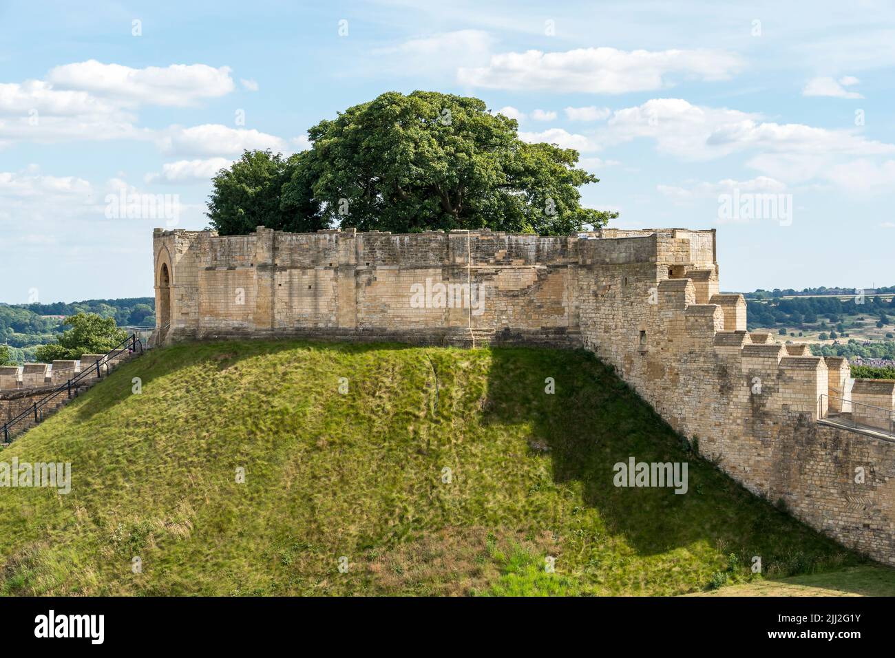 Remains of Cliffords tower from the wall walk Lincoln Castle, Lincoln city 2022 Stock Photo