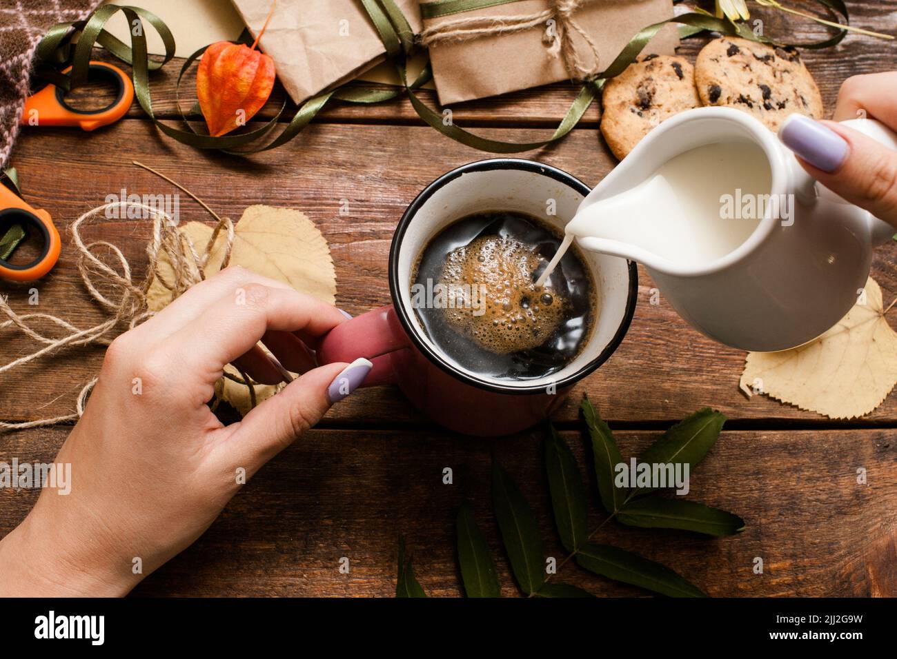 Autumn holidays and preparing presents Stock Photo Alamy