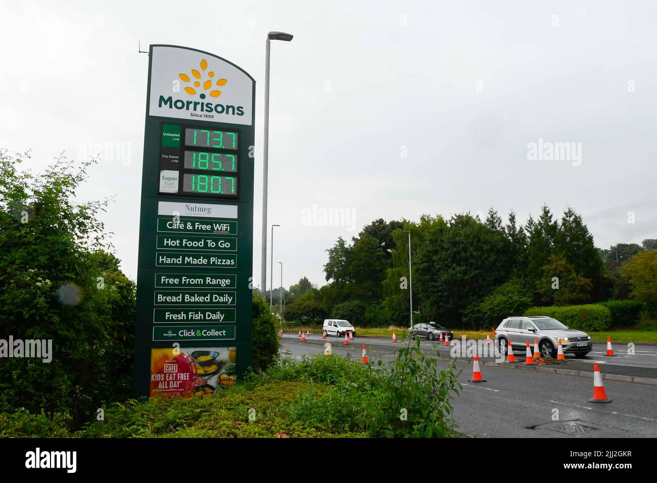Yeovil, Somerset, UK. 22nd July 2022. Fuel prices at the Morrisons