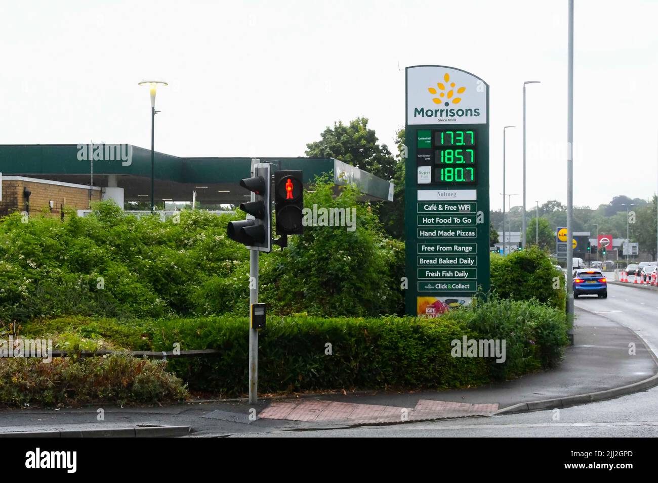 Yeovil, Somerset, UK. 22nd July 2022. Fuel prices at the Morrisons