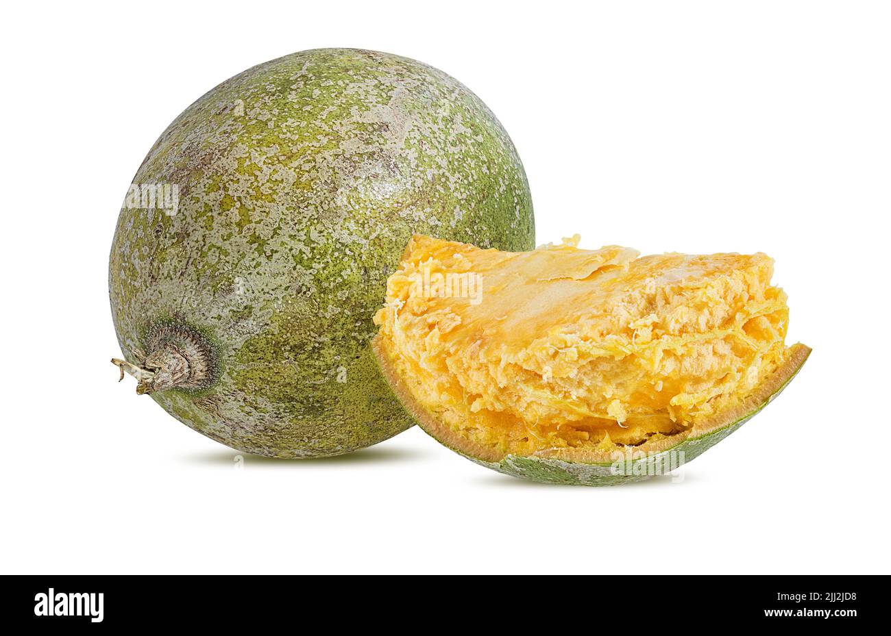 Aegle Marmelos bael fruits or wood apple fruit (bel patthar) on a white background Stock Photo