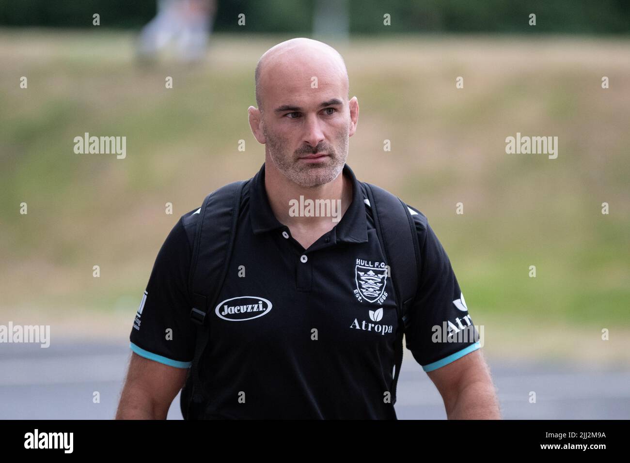 Danny Houghton 9 of Hull FC arrives at The MKM Stadium ahead of