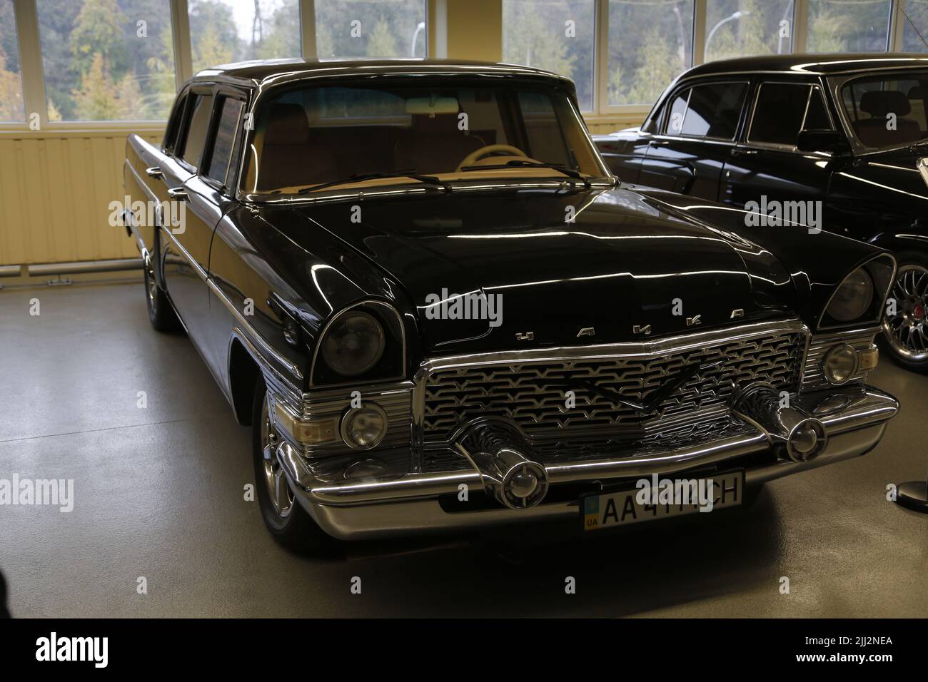 Oldtimer Soviet car from the collection of the former Ukrainian president Viktor Yanukovych, at the Mezhyhirya Residence, Межигір'я Stock Photo