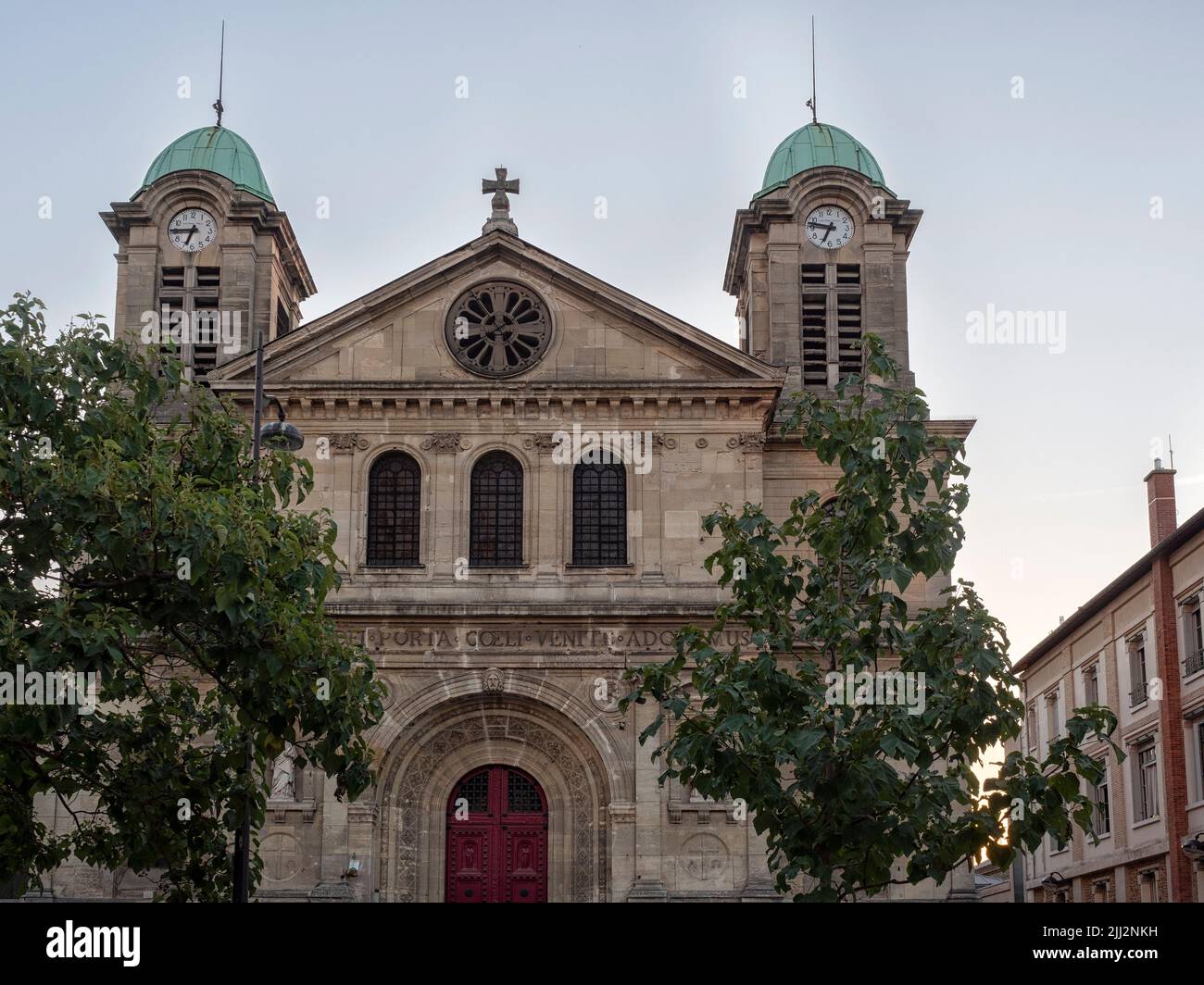 PARIS, FRANCE - AUGUST 03, 2018:  Exterior view of Paroisse St Jacques St Christophe de la Villette Church in Place de Joinville Stock Photo
