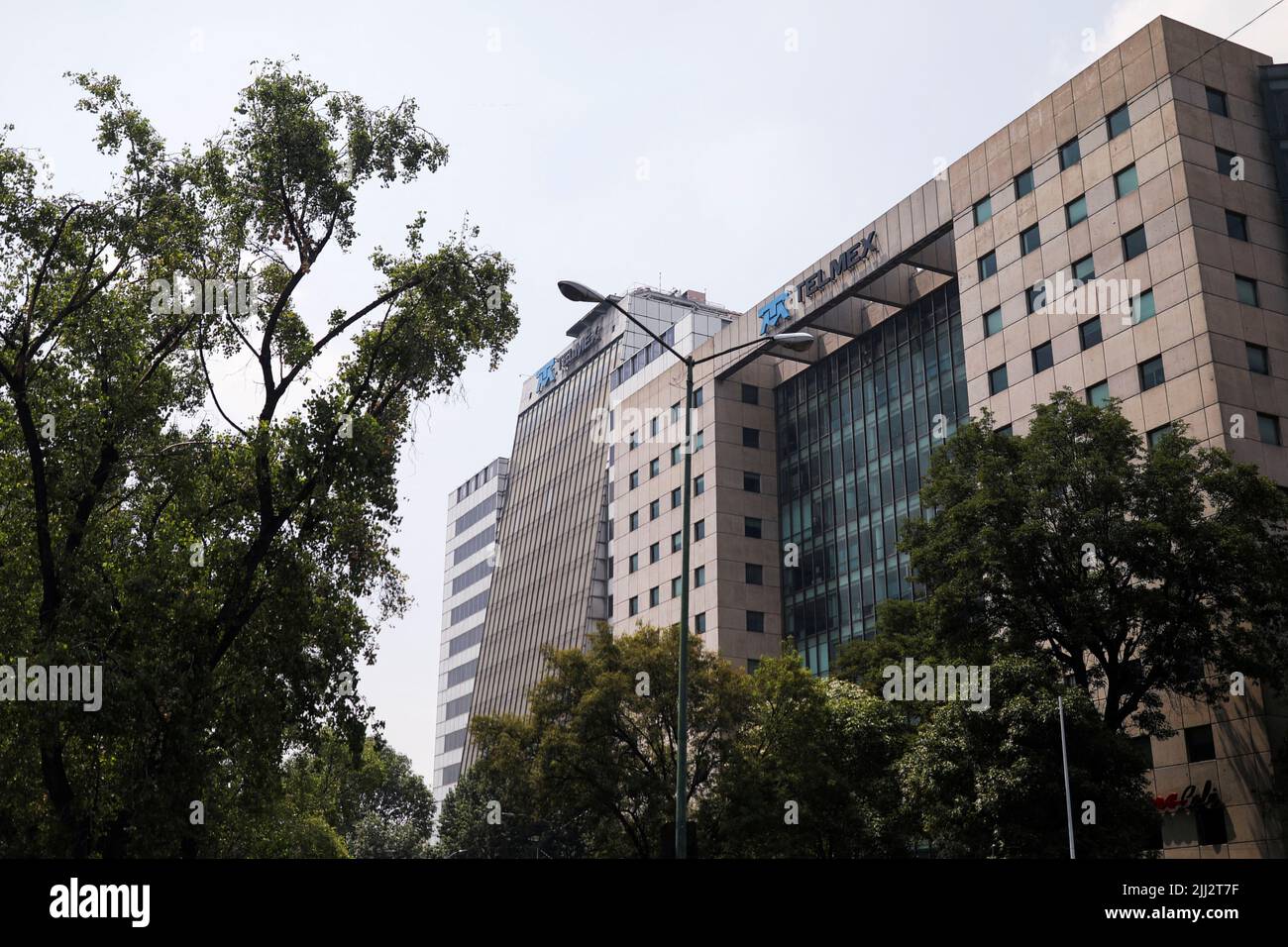 A view shows the Telmex headquarters, as the company's union went on strike after failing to come to an agreement with the company over a new collective labour agreement, in Mexico City, Mexico, July 22, 2022. REUTERS/Edgard Garrido Stock Photo