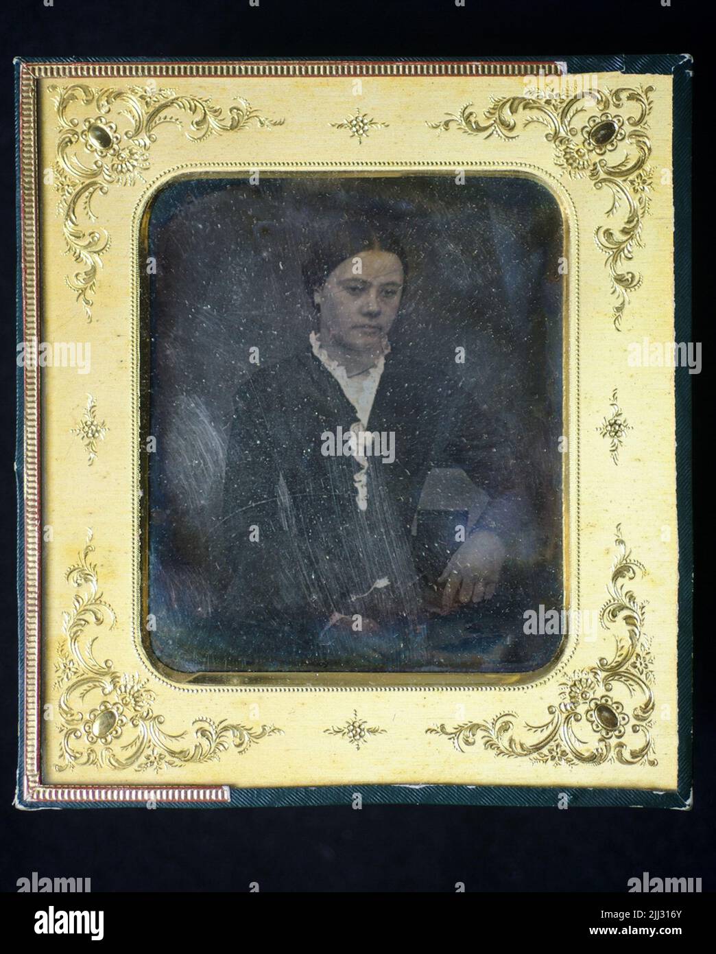 Daguerreotype A woman's portrait by Anna Elisabeth Svensson, Ringshyttan, at 17 1/2 years of age. Stock Photo