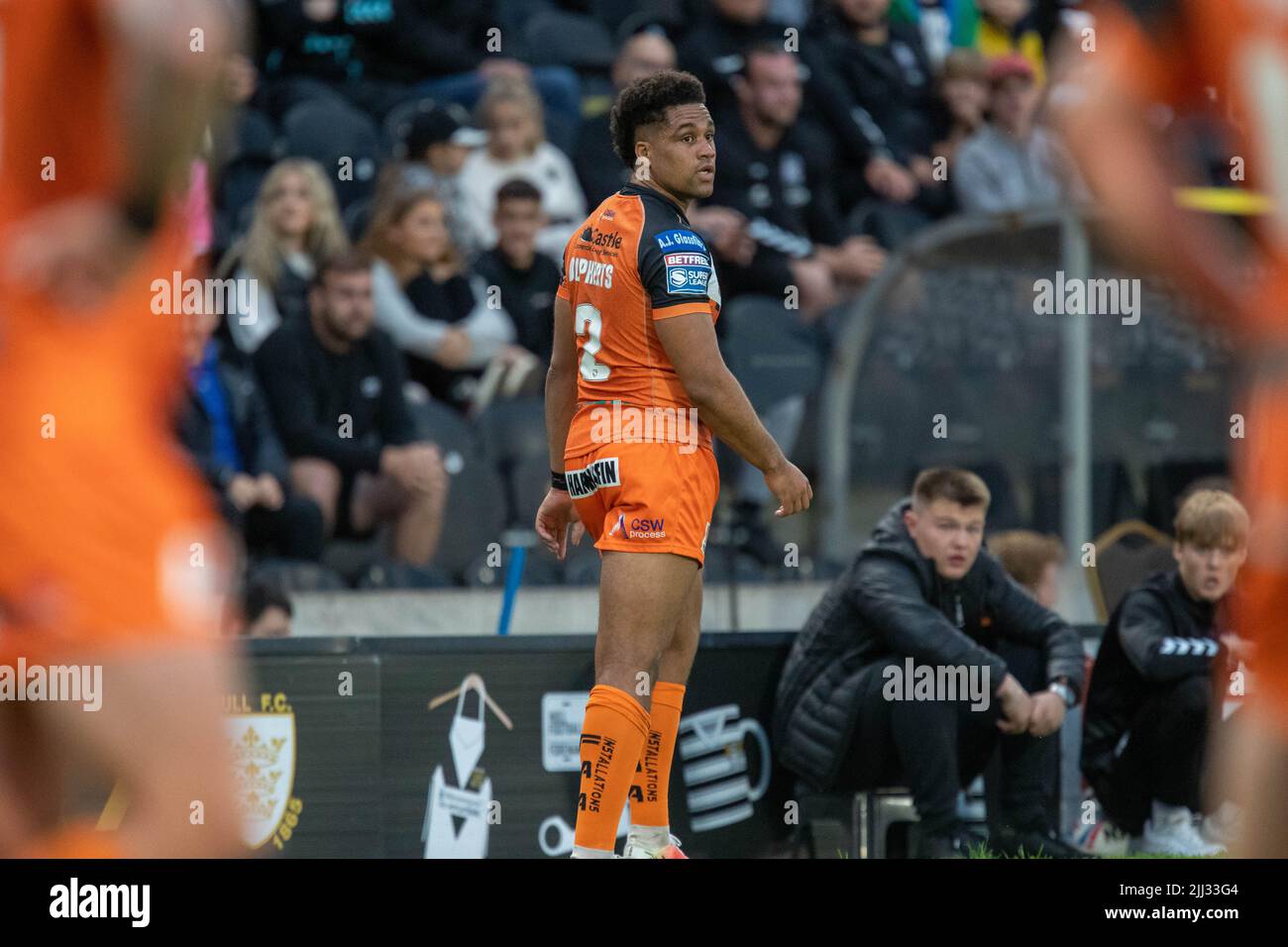 Derrell Olpherts #2 of Castleford Tigers is sent to the sin bin during the first half Stock Photo