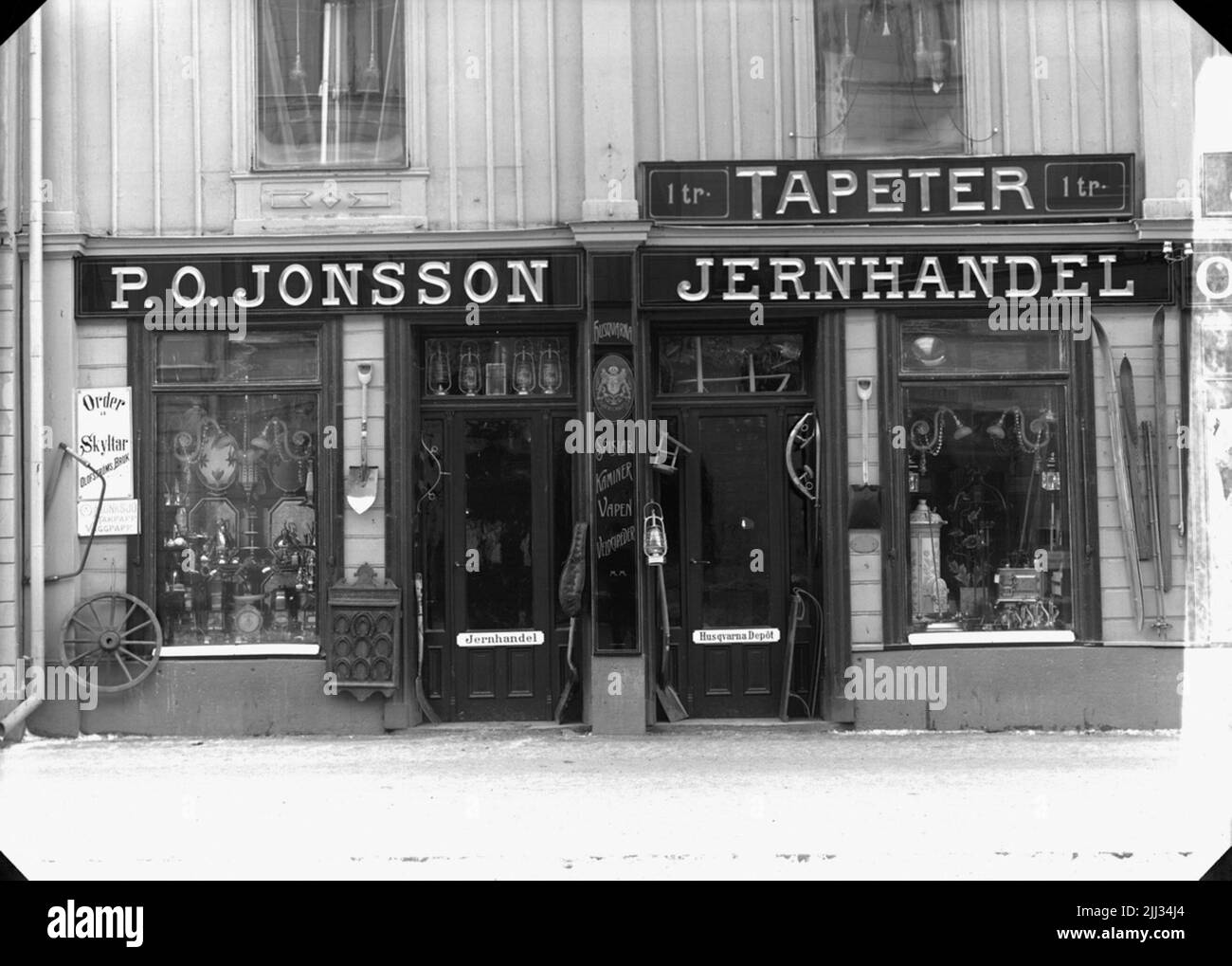 Exterior of the iron trade.p.o. Jonsson's iron shop Stock Photo Alamy