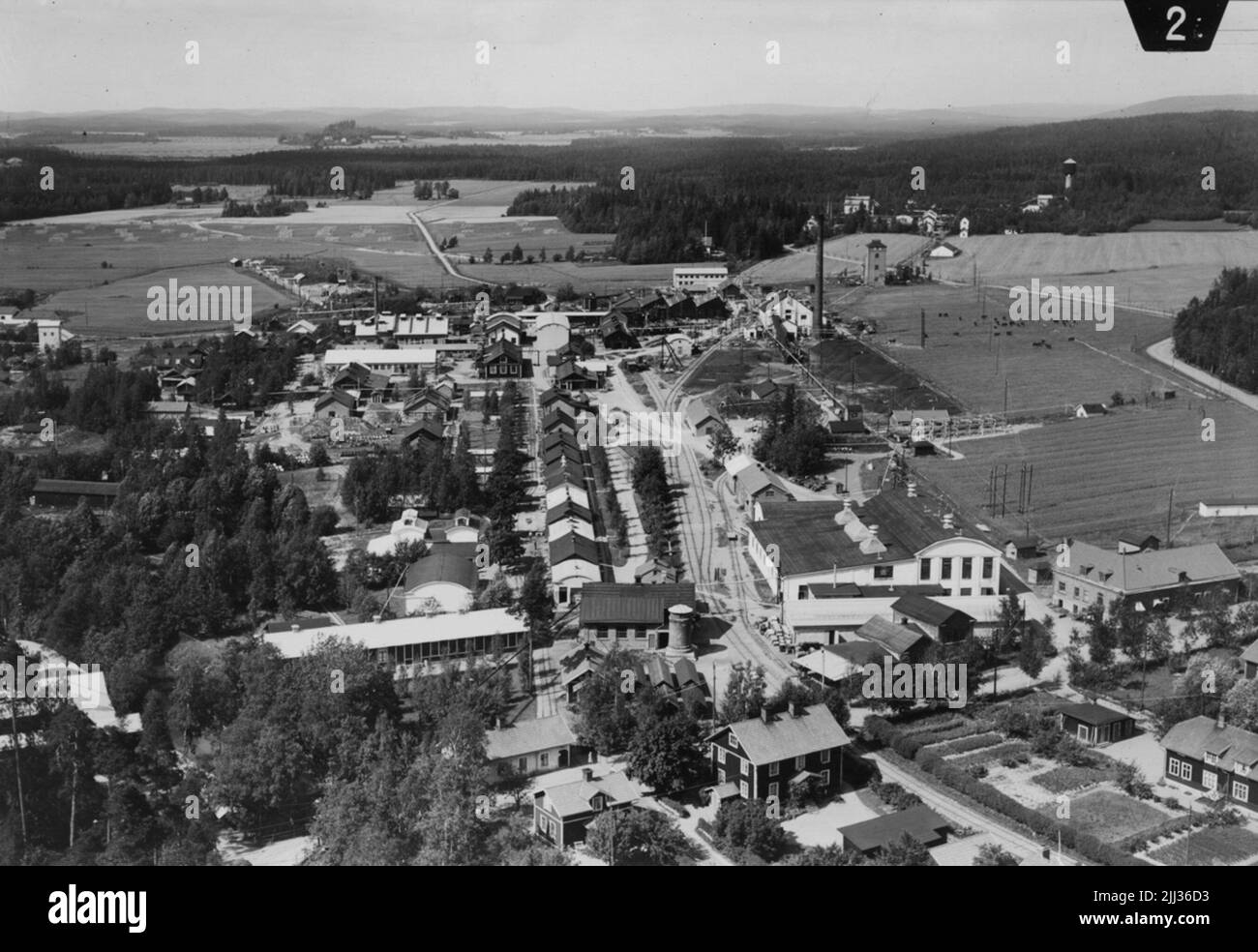 Karlskoga, Bofors AB from aircraft photo.Boforsnobelkrut, in the area