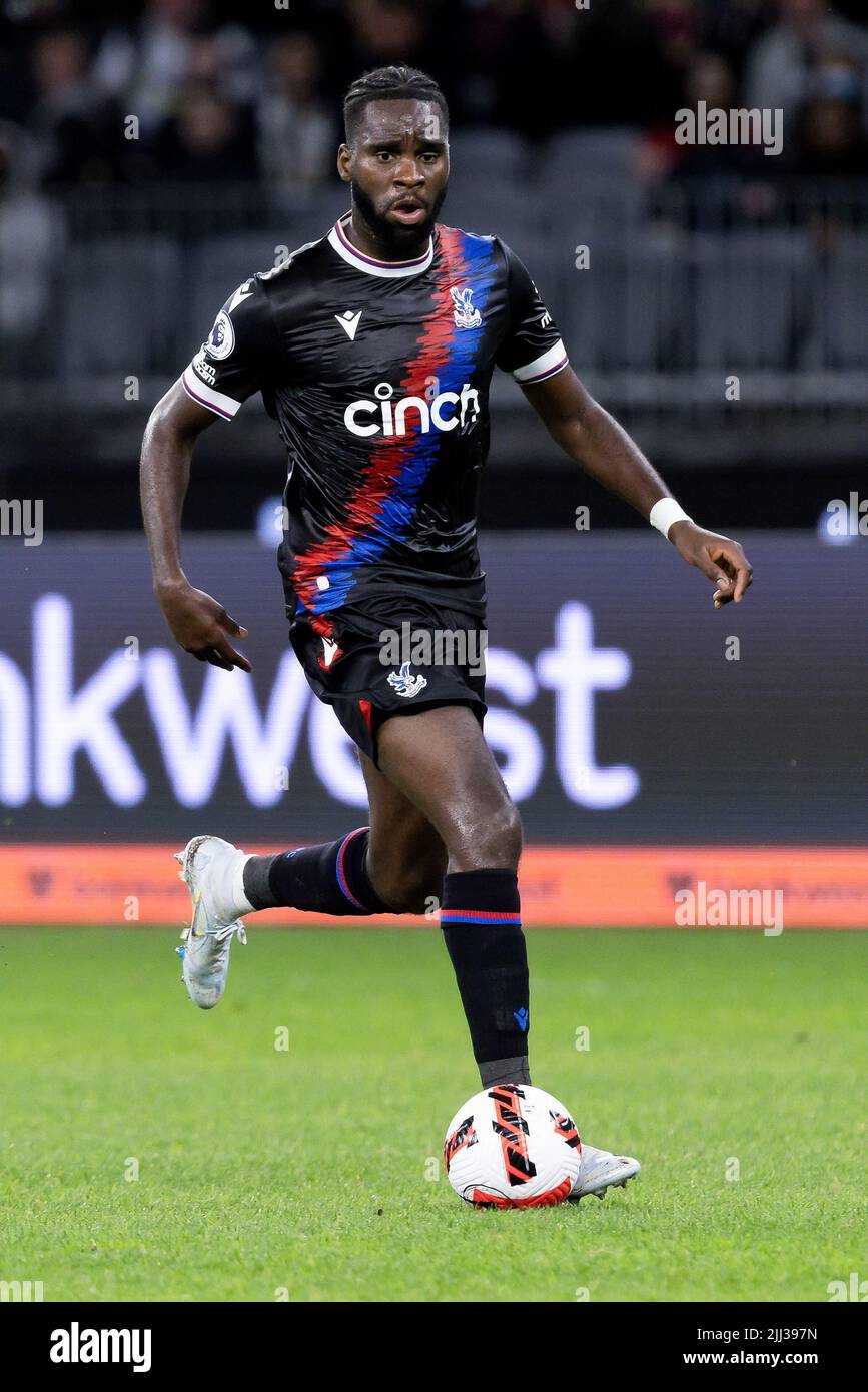 Perth, Australia, 22 July, 2022. Odsonne Édouard of Crystal Palace controls the ball during the ICON Festival of International Football match between Crystal Palace and Leeds United at Optus Stadium on July 22, 2022 in Perth, Australia. Credit: Graham Conaty/Speed Media/Alamy Live News Stock Photo