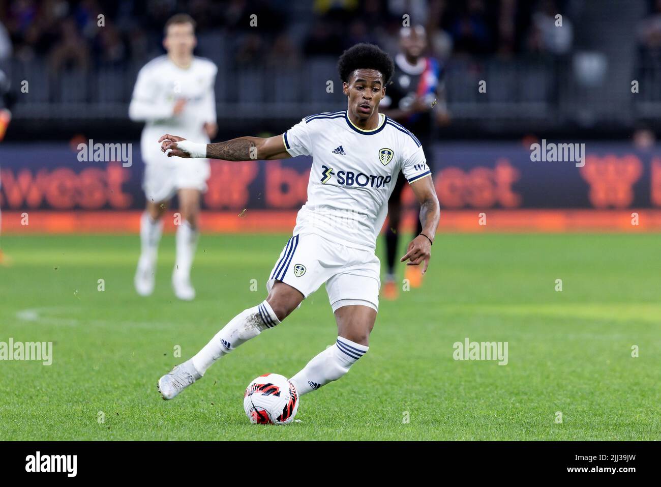 Perth, Australia, 22 July, 2022. Tyler Adams of Leeds United controls the ball during the ICON Festival of International Football match between Crystal Palace and Leeds United at Optus Stadium on July 22, 2022 in Perth, Australia. Credit: Graham Conaty/Speed Media/Alamy Live News Stock Photo