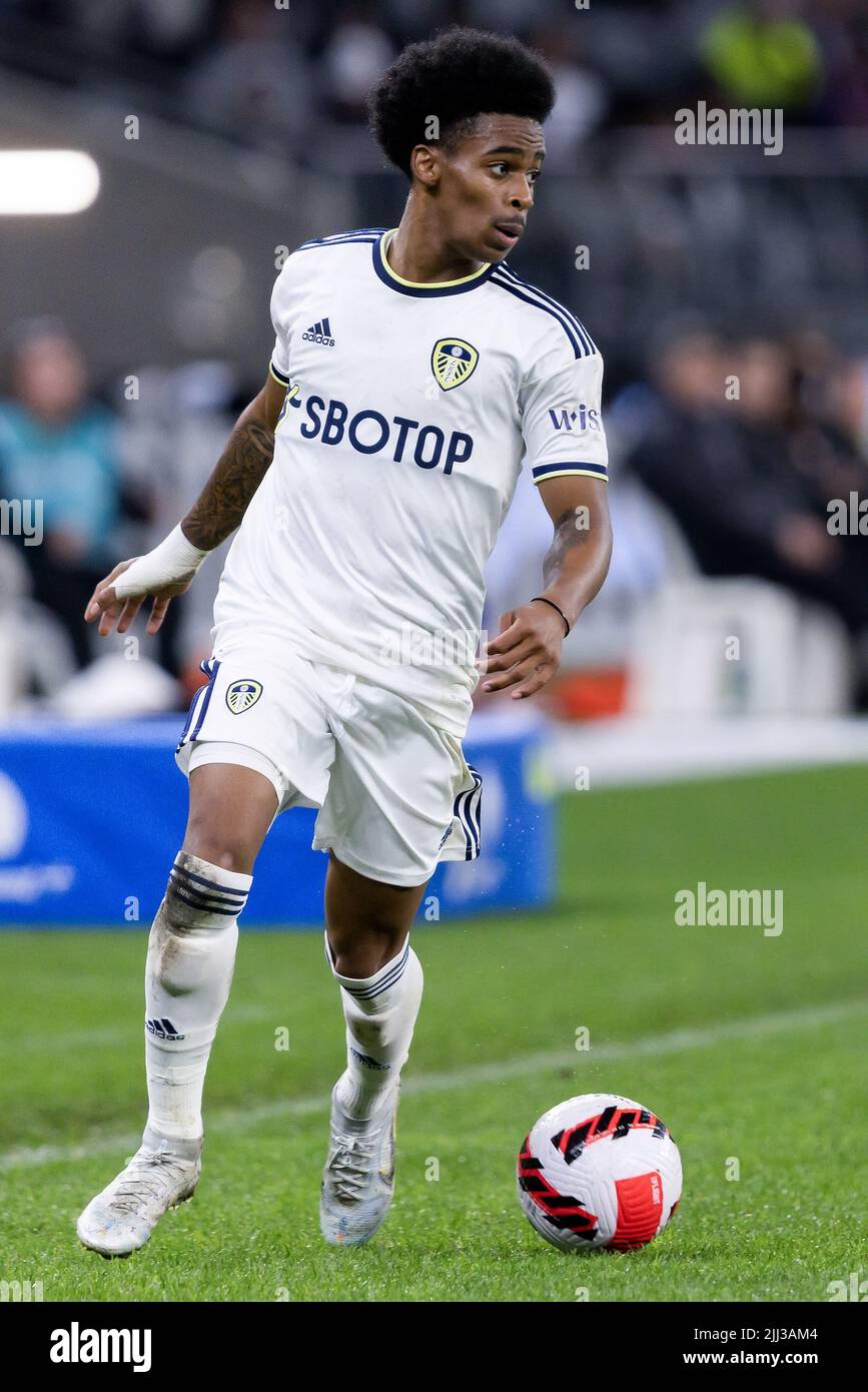 Perth, Australia, 22 July, 2022. Tyler Adams of Leeds United controls the ball during the ICON Festival of International Football match between Crystal Palace and Leeds United at Optus Stadium on July 22, 2022 in Perth, Australia. Credit: Graham Conaty/Speed Media/Alamy Live News Stock Photo