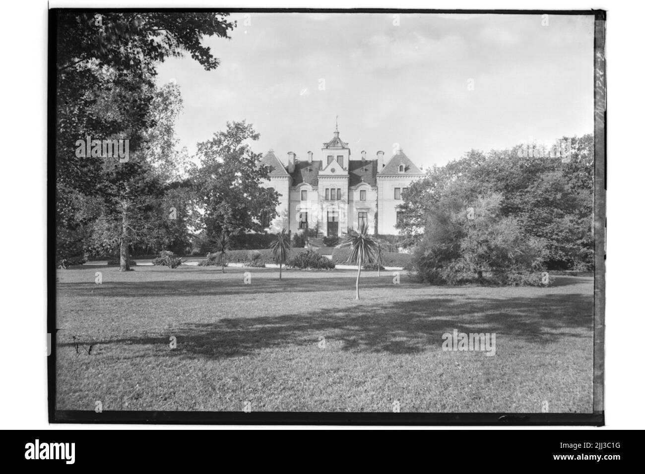 Norrtorp's mansion (castle). Two -story manor building with three front stoves and one tower. The building was down in 1946. Stock Photo