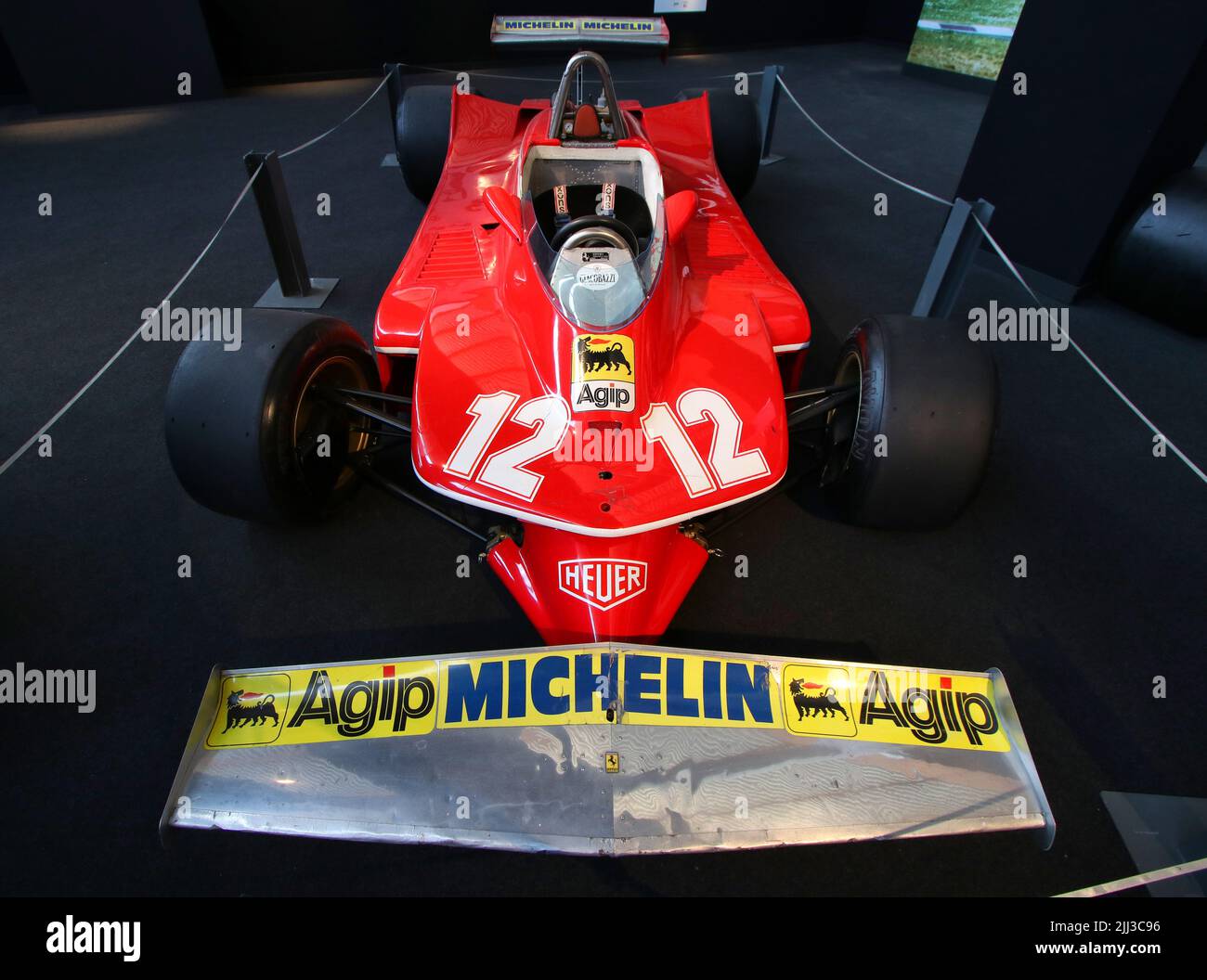 Nonantola (Modena) Italy, July 2022 - Ferrari 312 T4 (1979) vintage car of the canadian driver Gilles Villeneuve in the Giacobazzi Museum and Collecti Stock Photo
