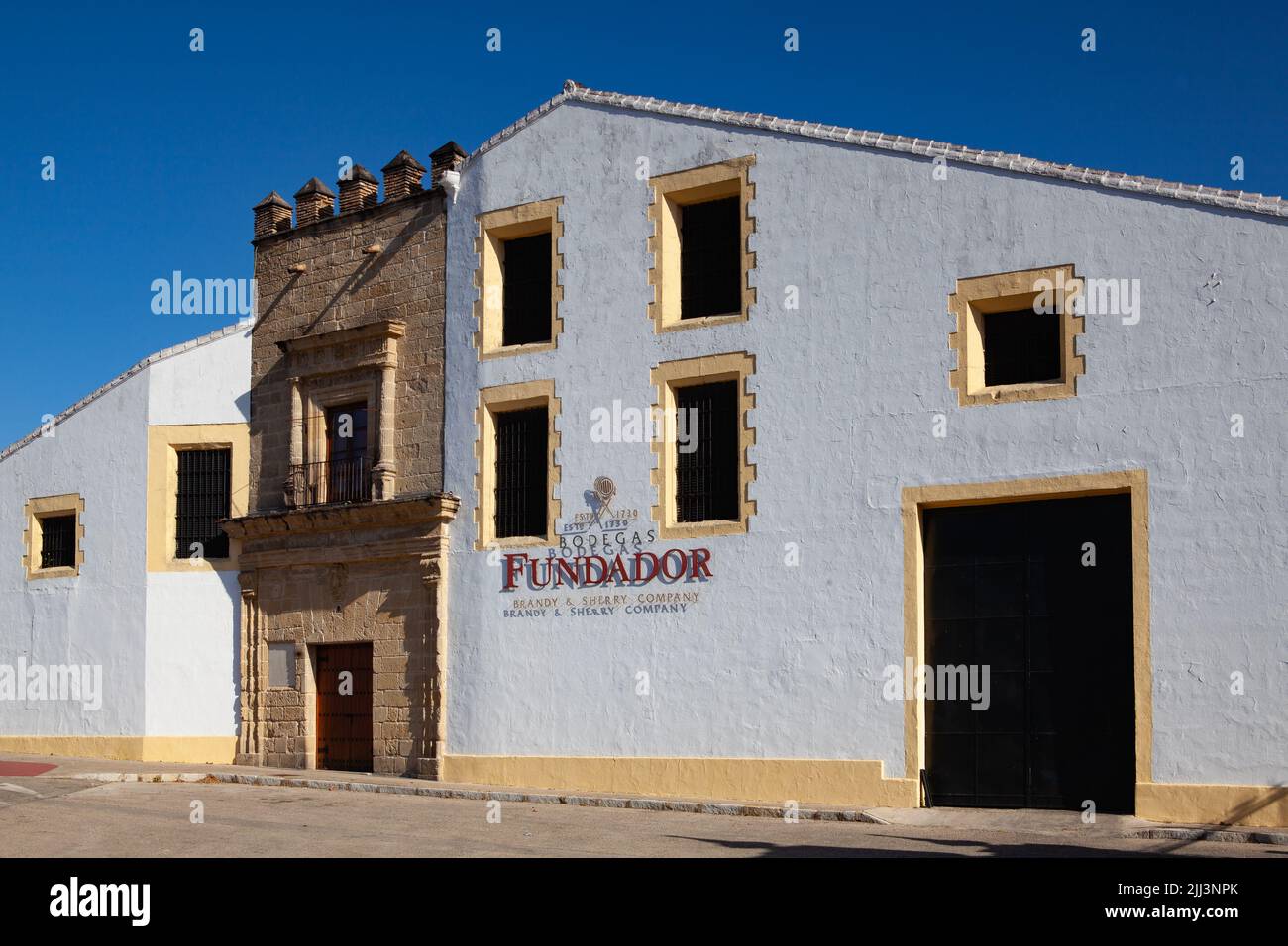Jerez de la Frontera, Spain - February 8,2022: Fundador is the oldest winery in Jerez, Spain. Founded in 1730. Stock Photo