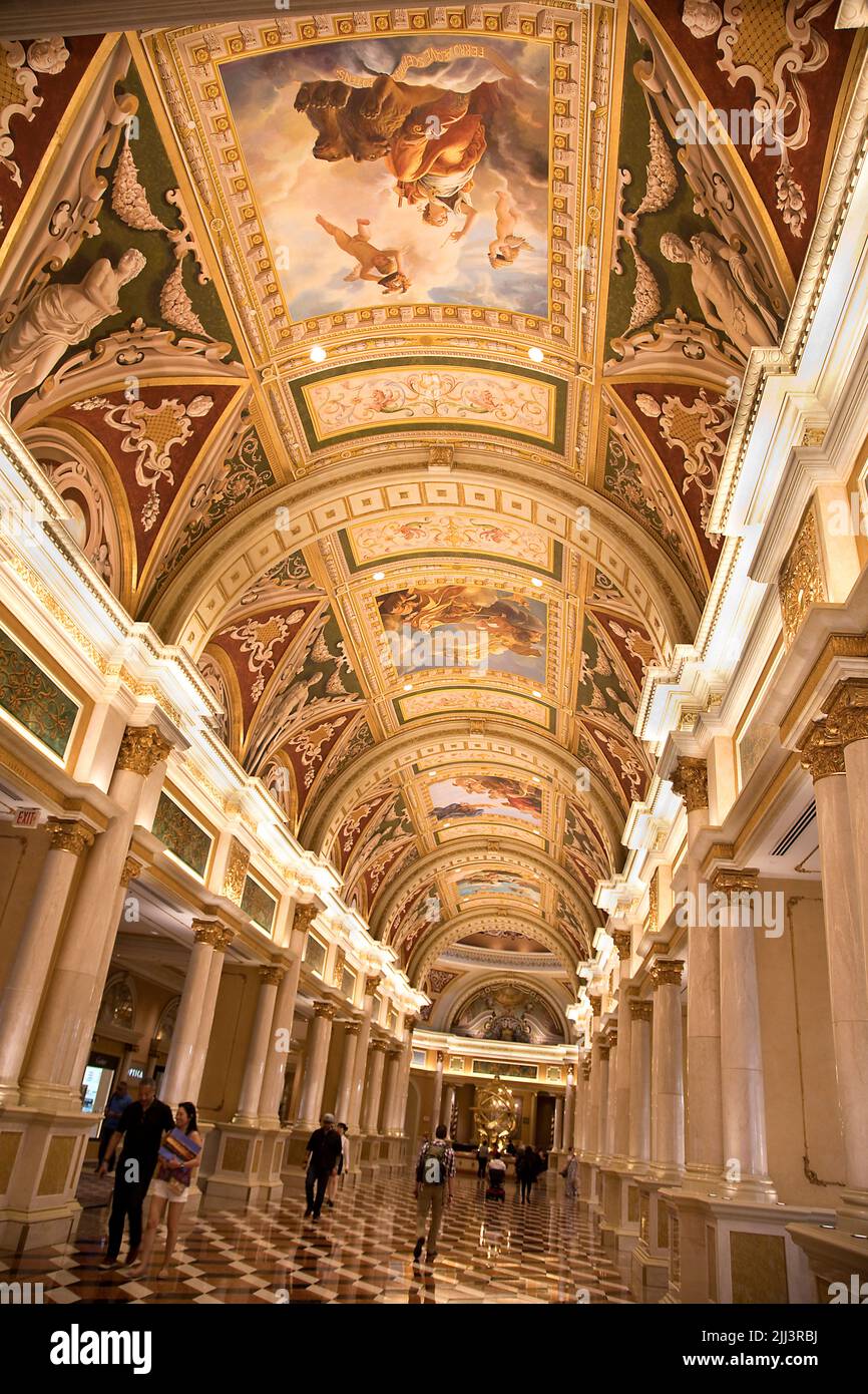 The magnificent lobby of the fabulous Venetian hotel in Las Vegas Nevada USA Stock Photo